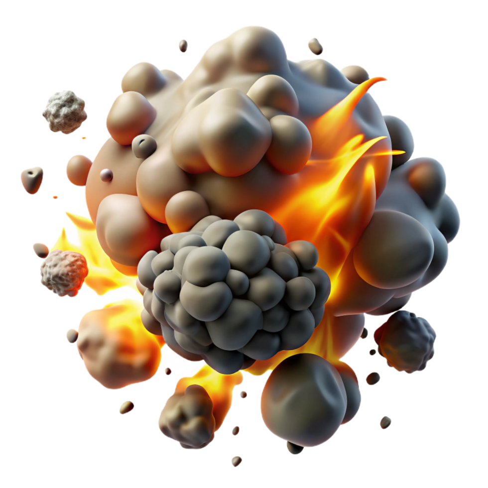 vibrant rustic Fiery Combustion of Aggregates A 3D Render high resolution png