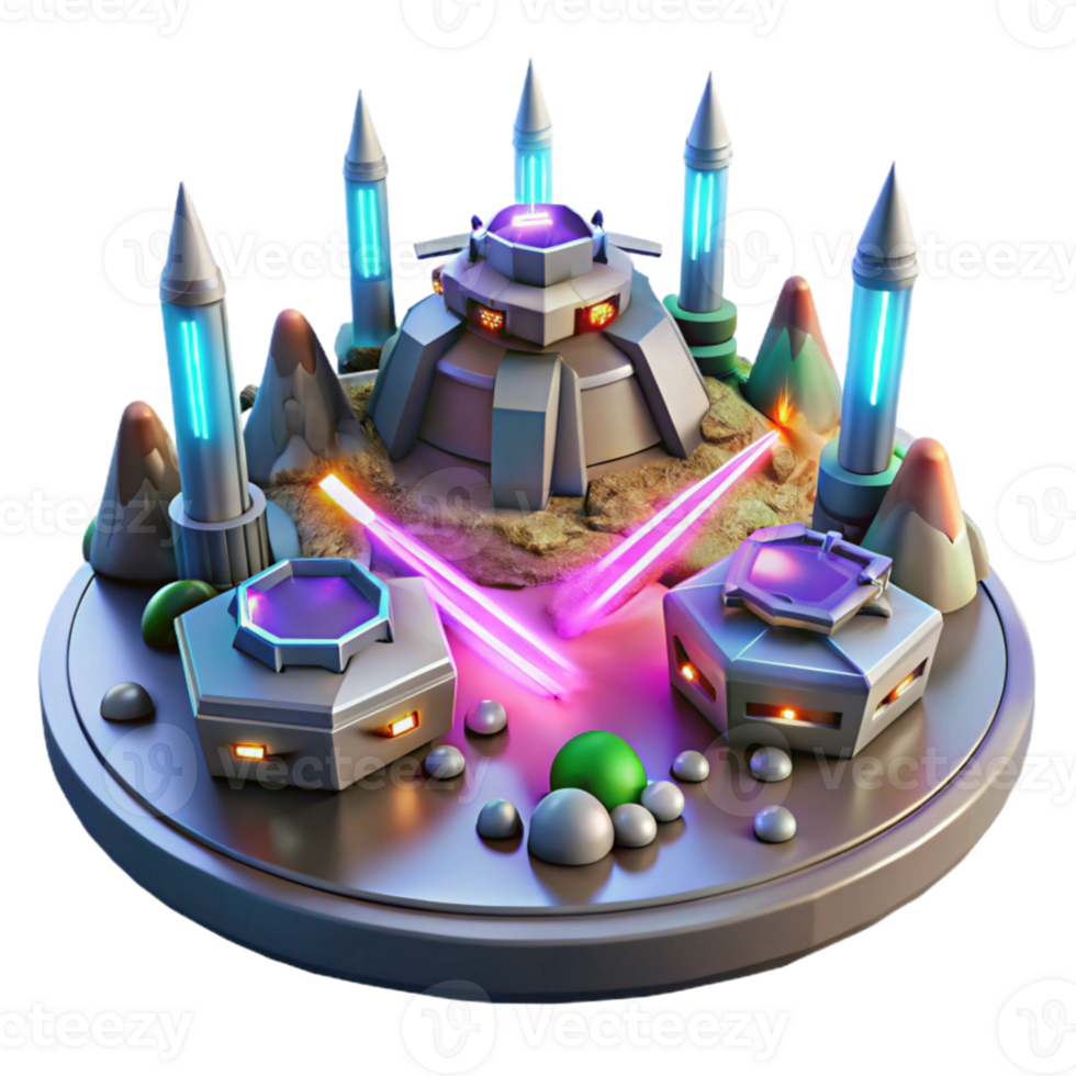 wonderful traditional Futuristic 3D Island Base exclusive png