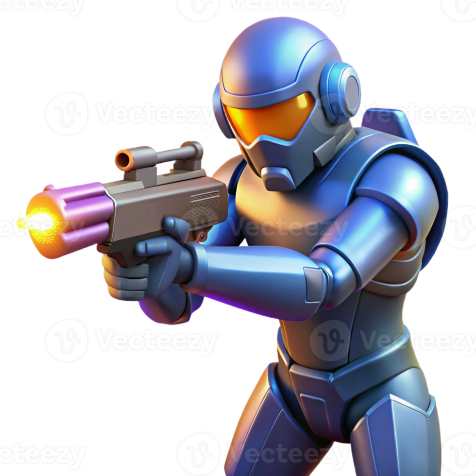 elegant vintage 3D Render Futuristic Robot Soldier genuine png