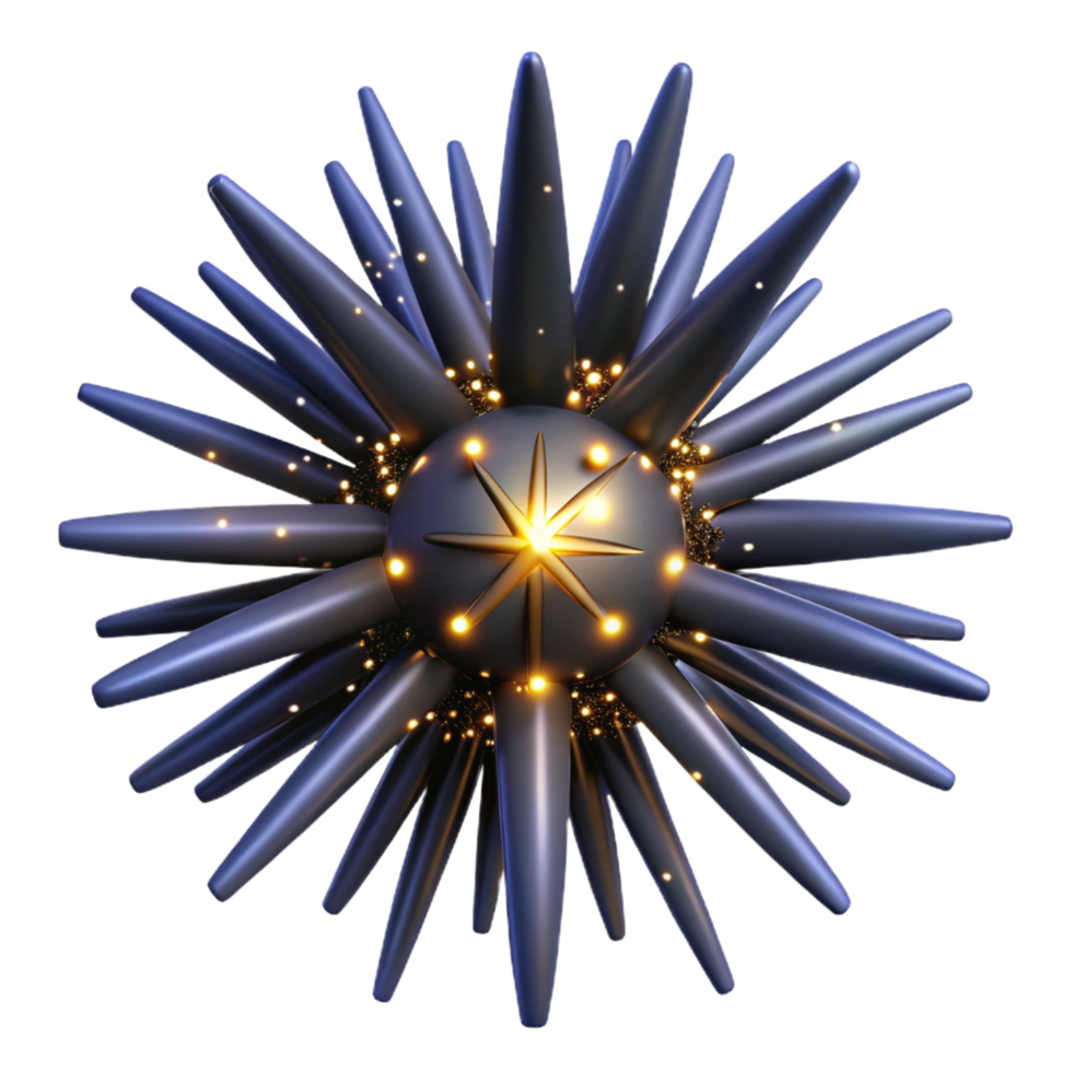 serene creative Abstract 3D Starburst Illuminated Sphere with Spikes professional png