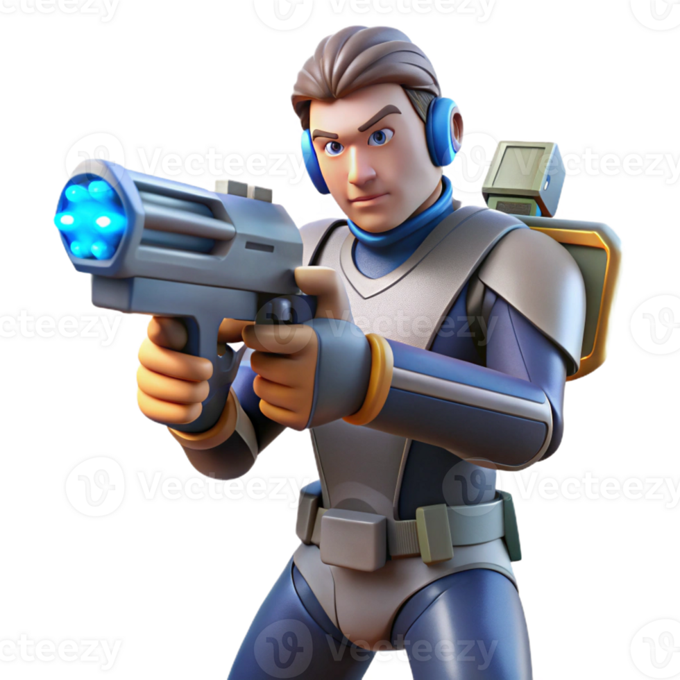serene abstract 3D Render Futuristic Soldier Action Figure high quality png