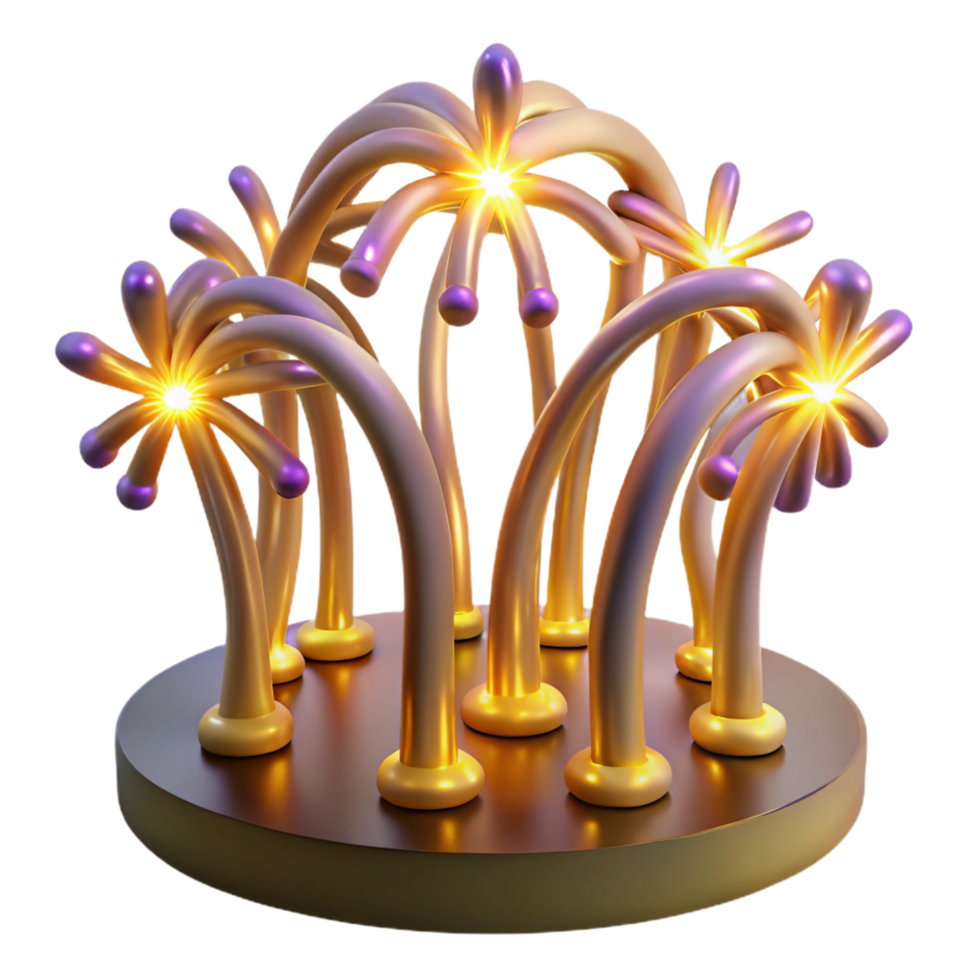 serene abstract Golden Fireworks Sculpture Abstract 3D Art original png