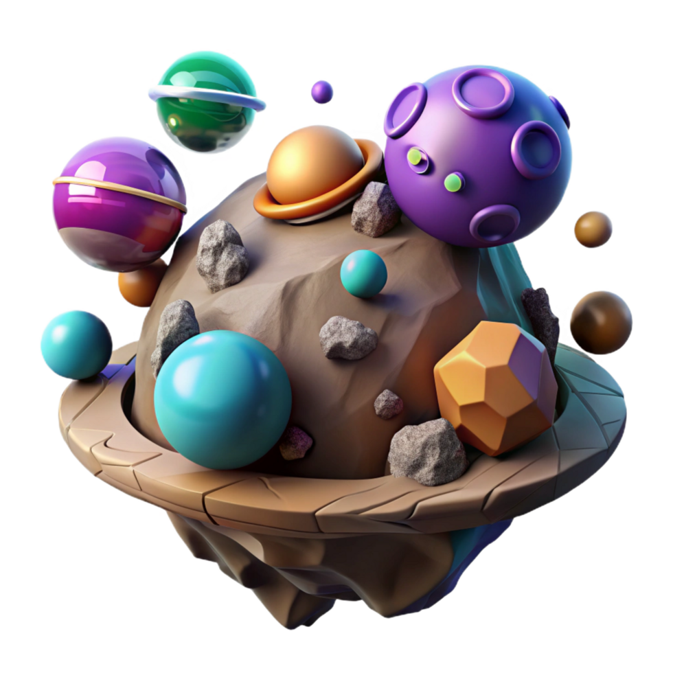 elegant creative Colorful 3D Render of Planetary System premium png