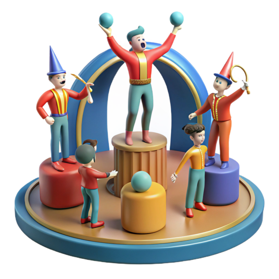 stunning modern Circus Performers Juggling, Magic, and Festive Fun premium png