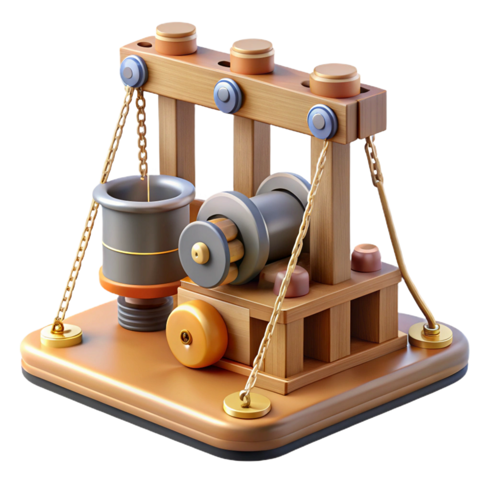 magnificent contemporary Wooden Machine with Chains and Gears 3D Model exclusive png