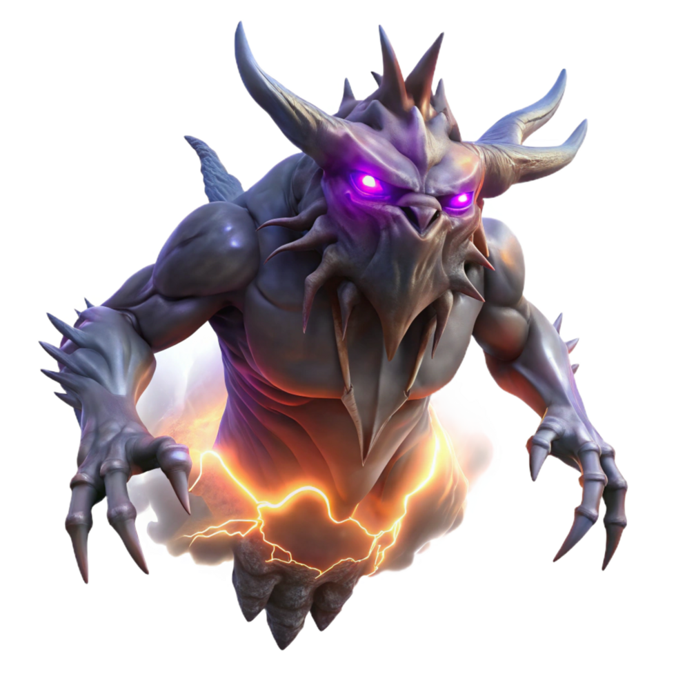 elegant rustic Glowing Demon Creature in Flight high resolution png