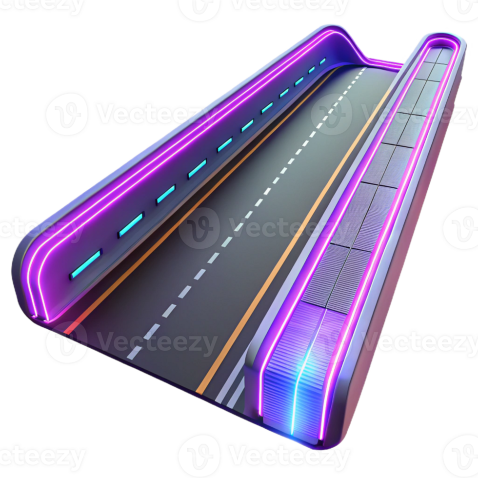 extraordinary classic Neon Road 3D Illustration exclusive png