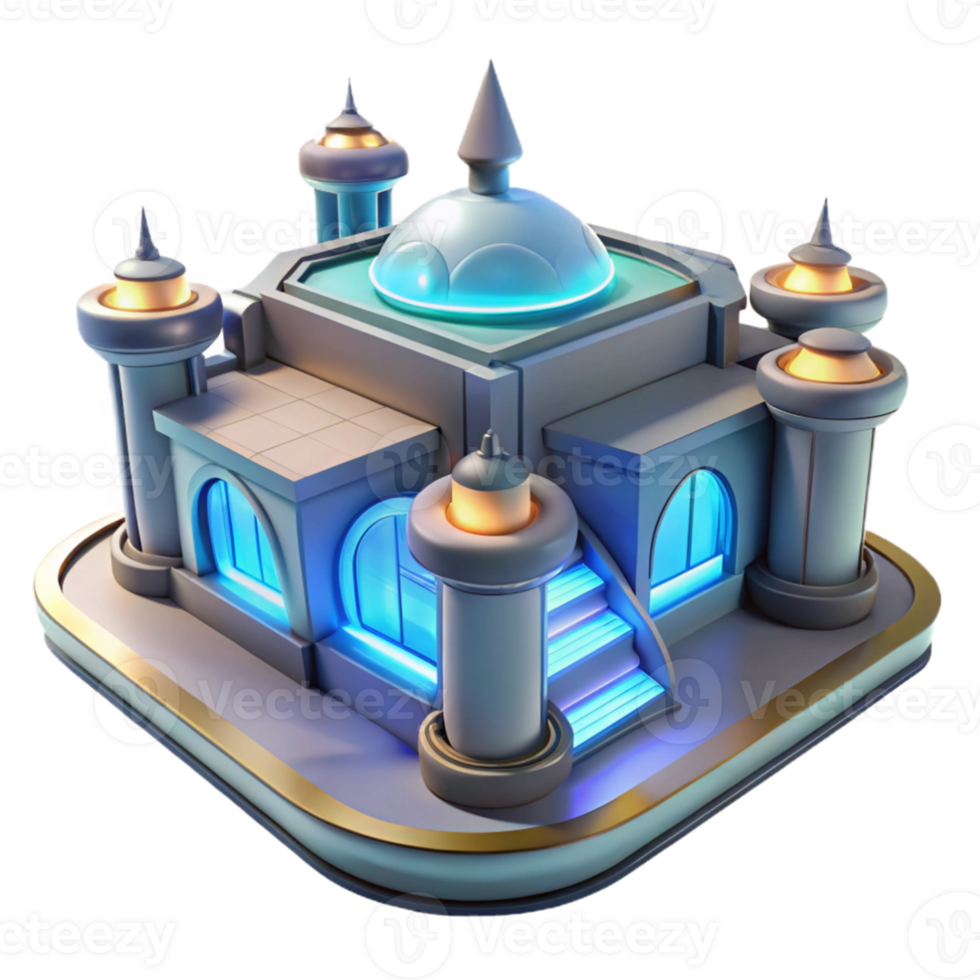 dramatic minimalist 3D Render of a Futuristic Palace high resolution png