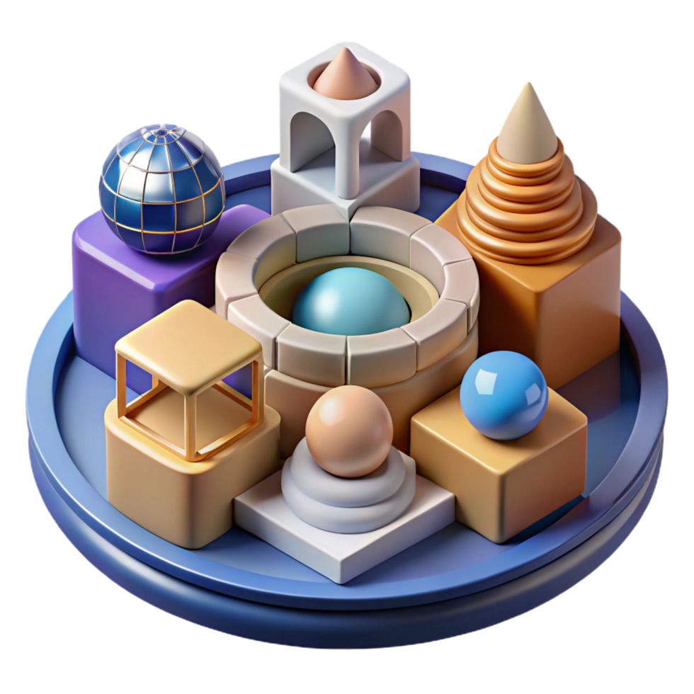 impressive abstract Abstract 3D Geometric Shapes Composition original png