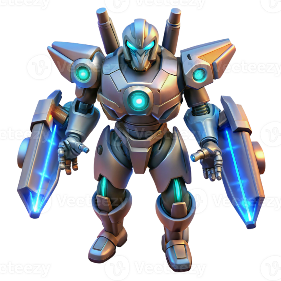 serene rustic 3D Render of Futuristic Armored Robot exclusive png