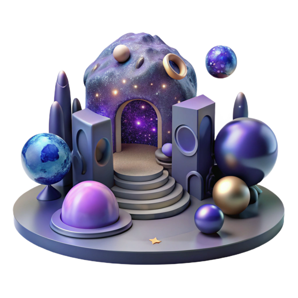 extraordinary classic Cosmic Gateway 3D Render of Surreal Space Scene high quality png