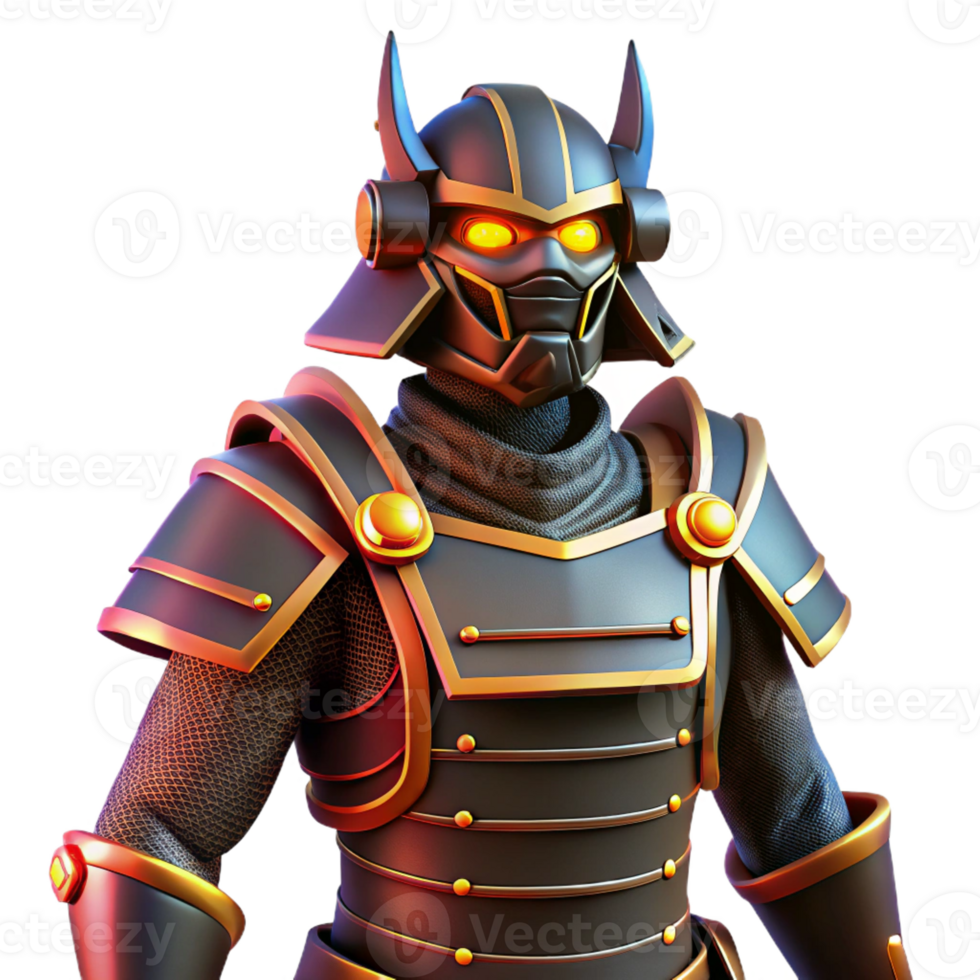 extraordinary vintage 3D Render Samurai Armor Illustration original png