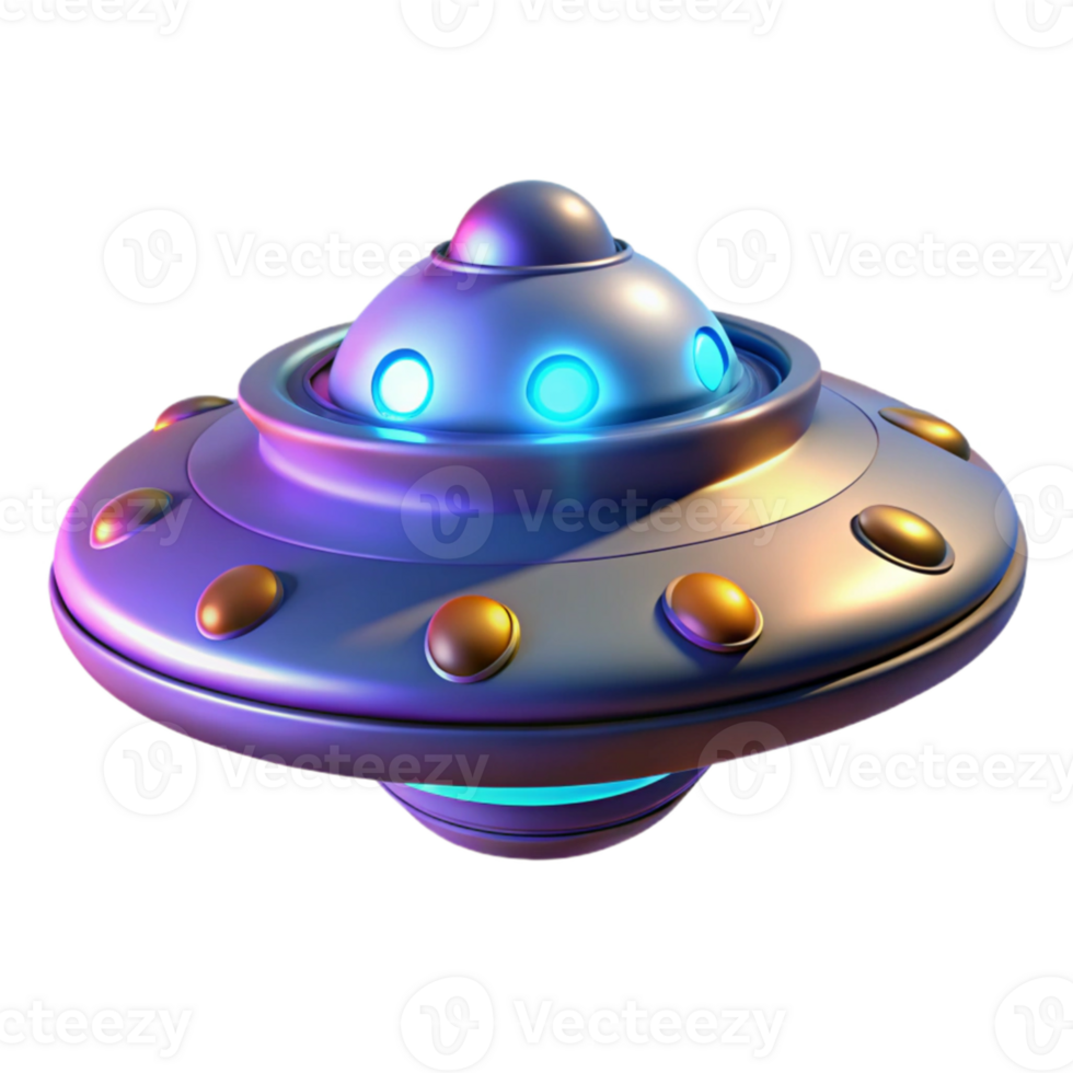 elegant minimalist 3D Render of a Futuristic Flying Saucer authentic png