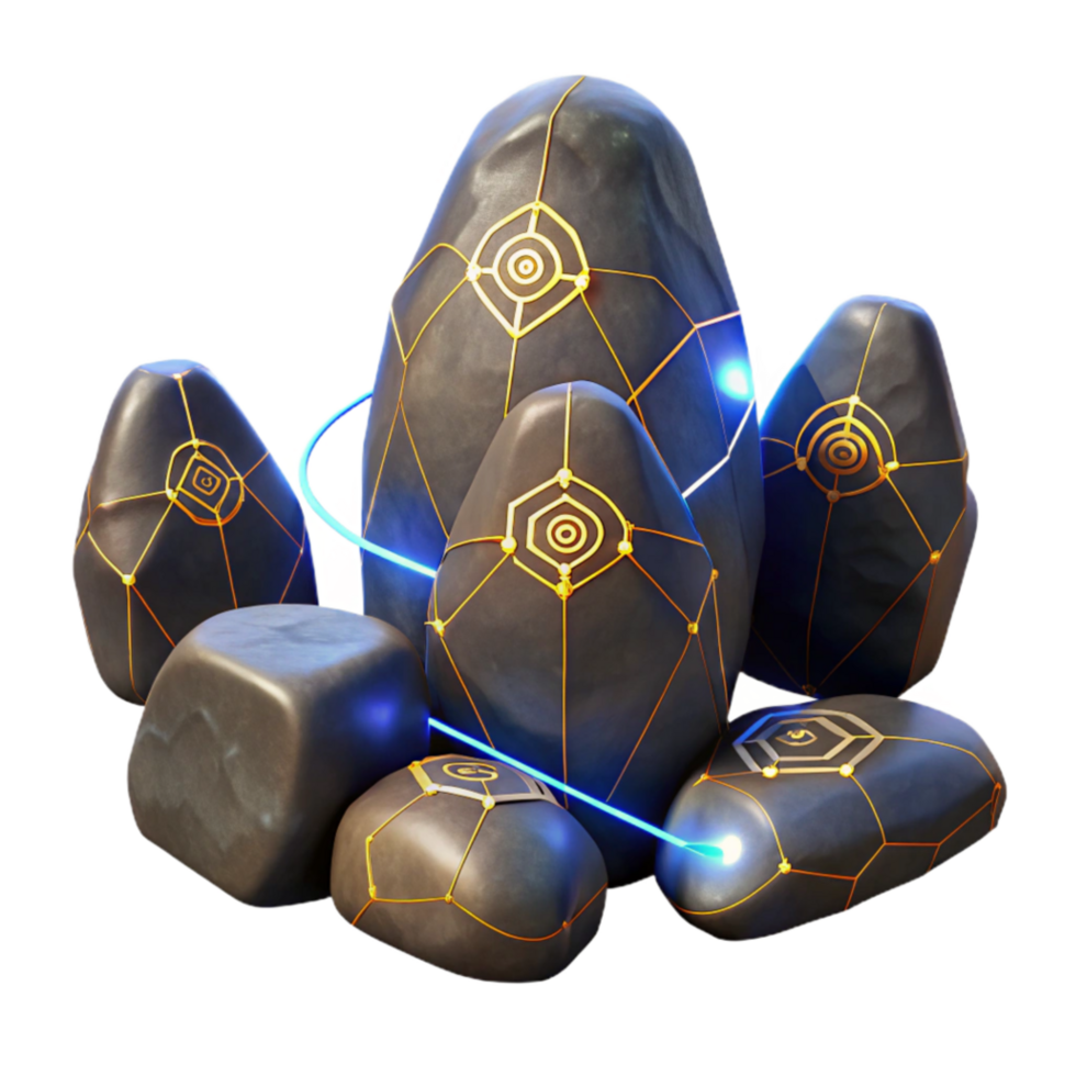 elegant creative Mystical Energy Stones A Futuristic 3D Render high quality png