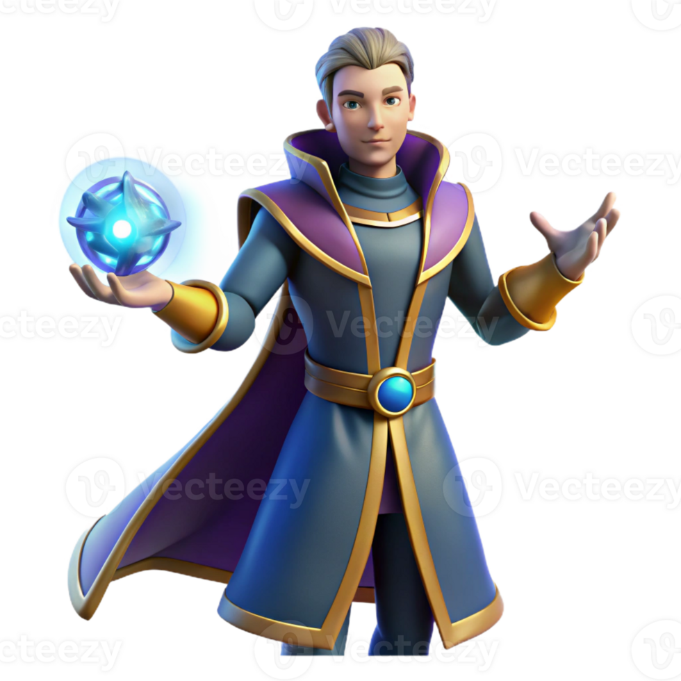 stunning artistic 3D Render Young Wizard Magical Orb 4K png