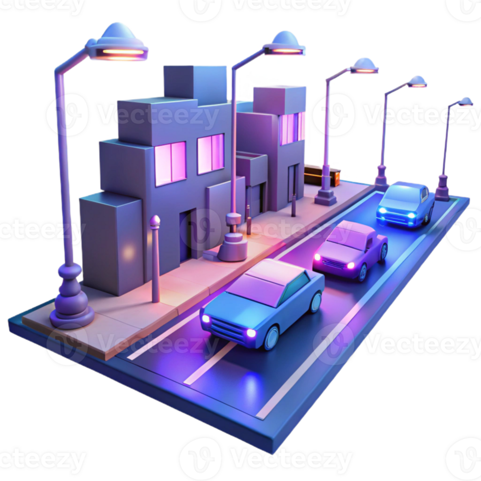 magnificent classic Night Cityscape 3D Render high resolution png