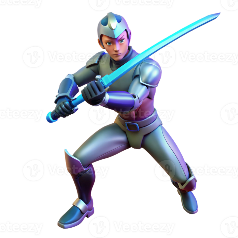 stunning creative 3D Render Knight Fantasy Sword Armor Game Character 4K png
