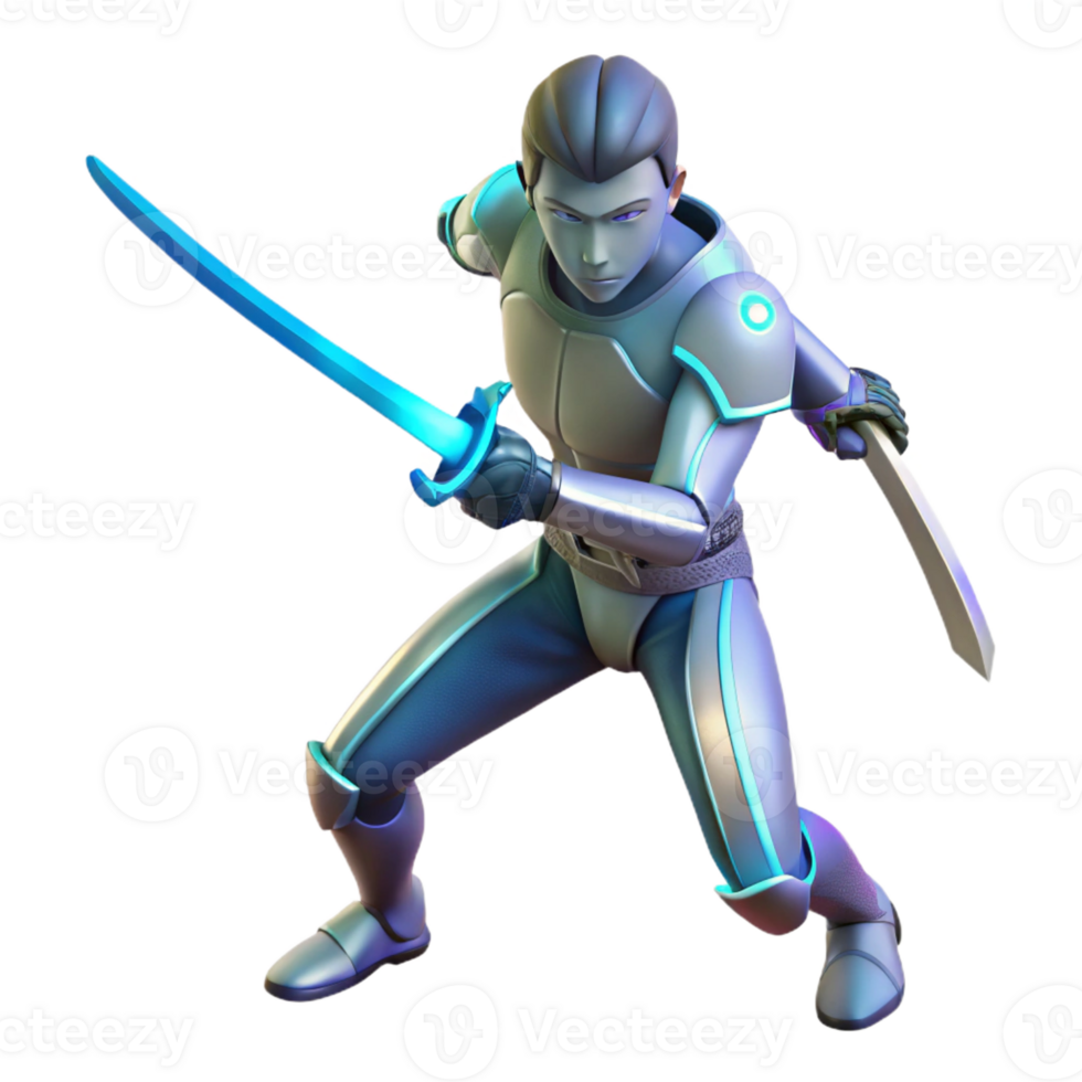 magnificent creative Futuristic Knight 3D Render high quality png