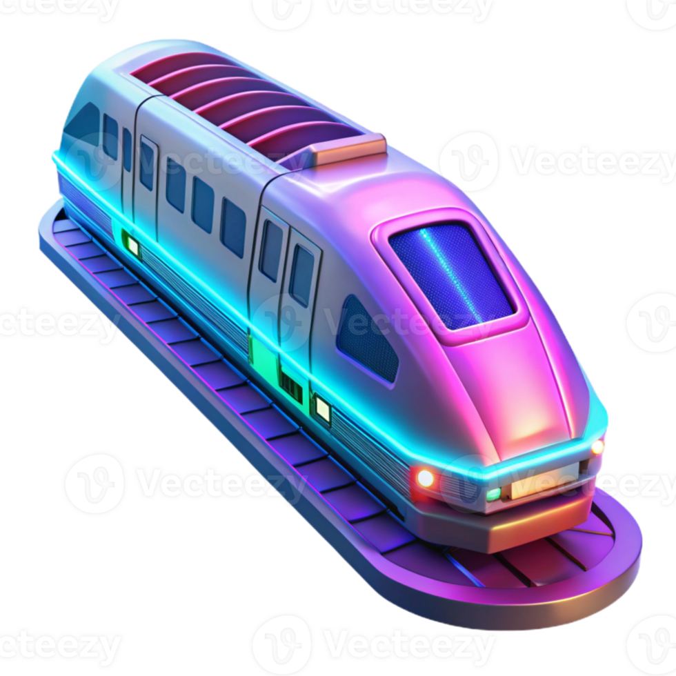 elegant minimalist Neon Train 3D Render original png