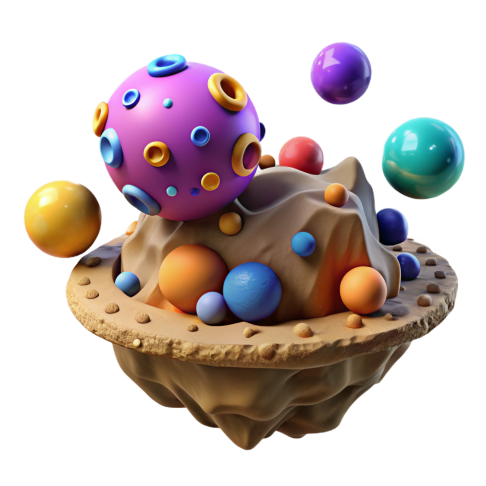 beautiful creative Abstract Colorful Sphere Cluster on Miniature Planet premium png