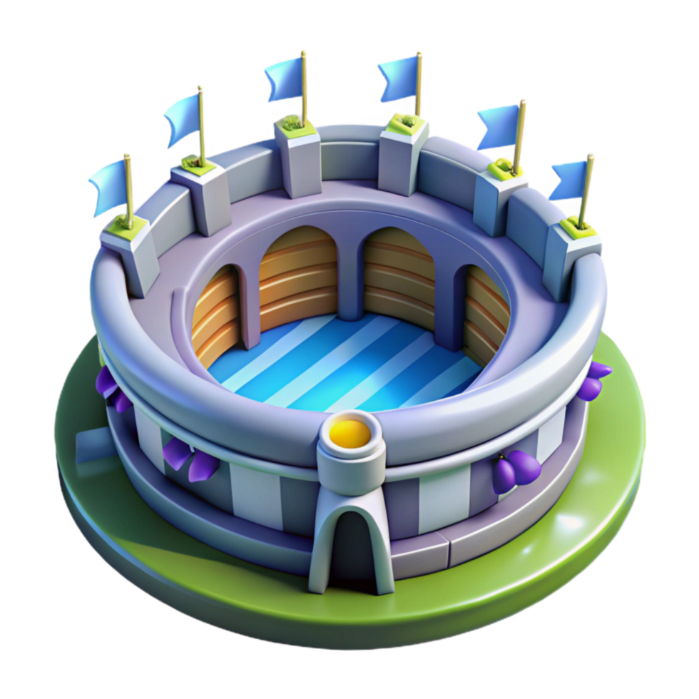 impressive traditional Circular Arena 3D Model of a Medieval Colosseum premium png