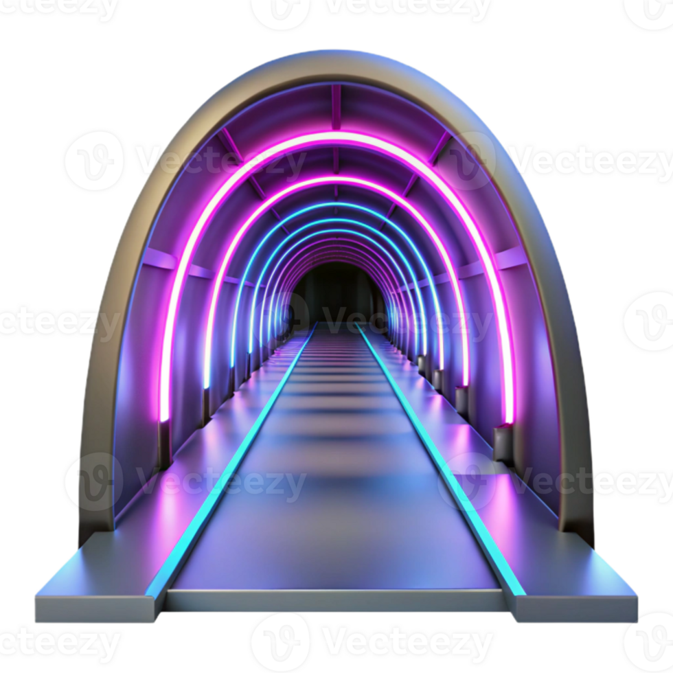 serene vintage Neon Tunnel 3D Render genuine png