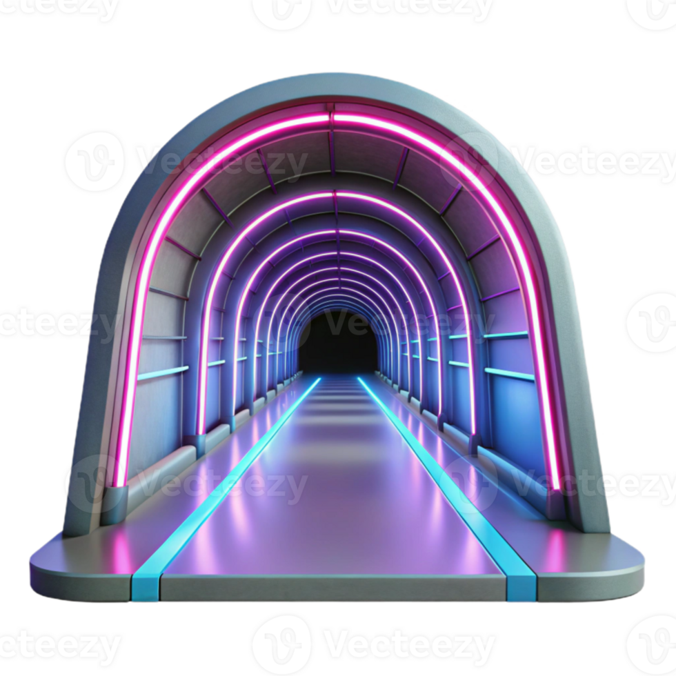 impressive rustic Neon Tunnel 3D Render genuine png