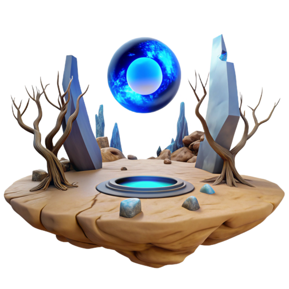 serene classic Mystic Portal Desert Island with Glowing Orb genuine png