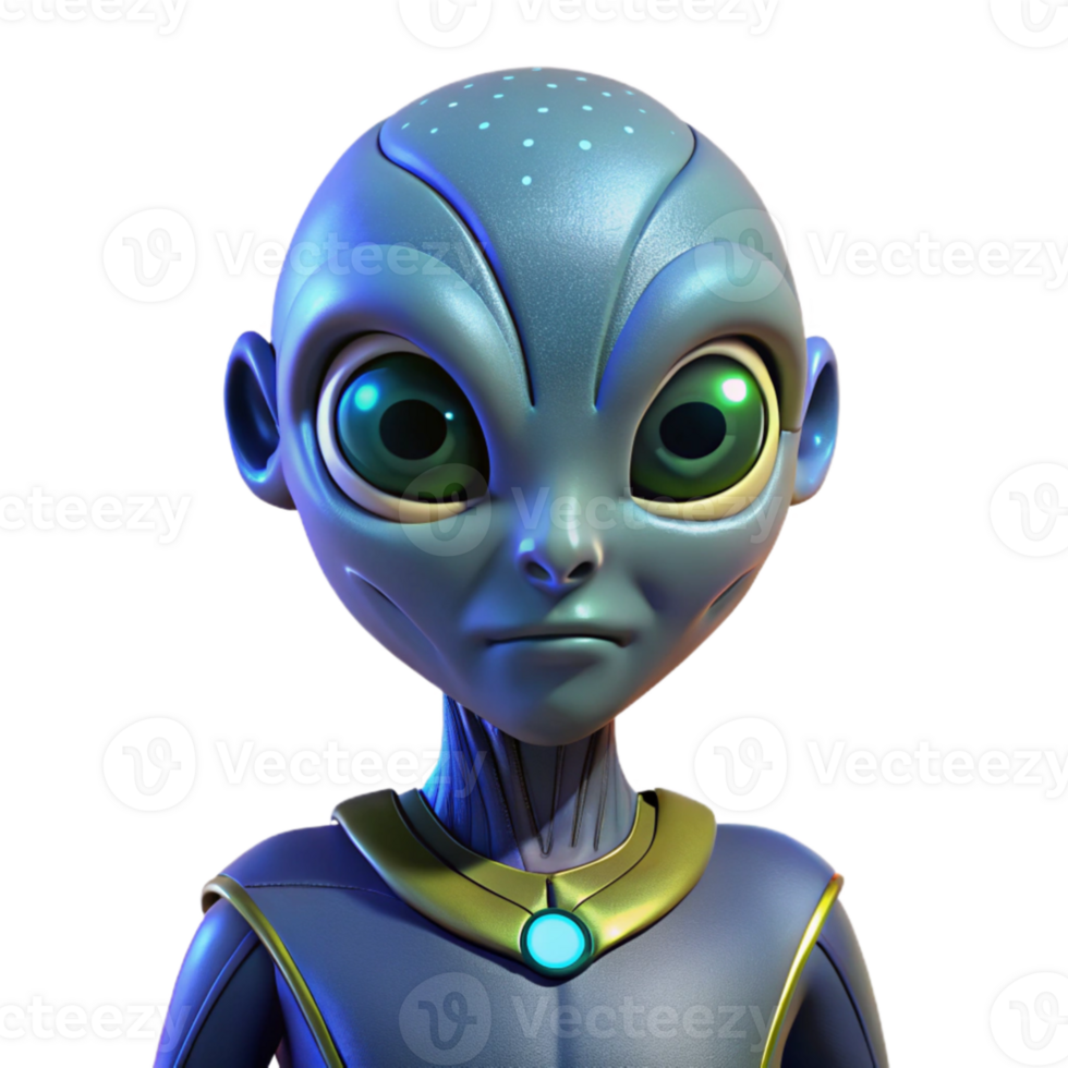 serene creative 3D Render of Cute Alien Child 4K png