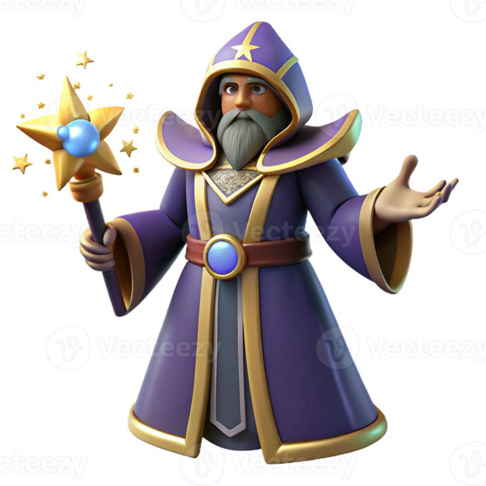 wonderful modern Wise Wizard 3D Render exclusive png