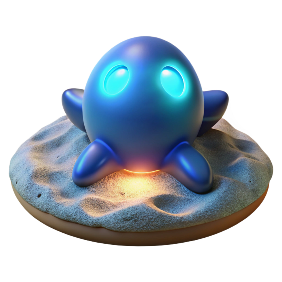 elegant creative Glowing Blue Creature on Sand detailed png