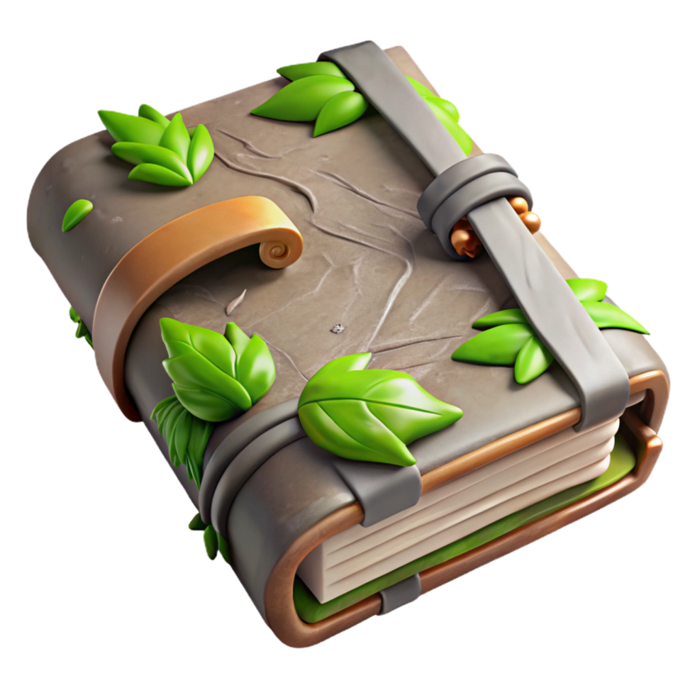vibrant rustic Enchanted Nature Journal 3D Render detailed png