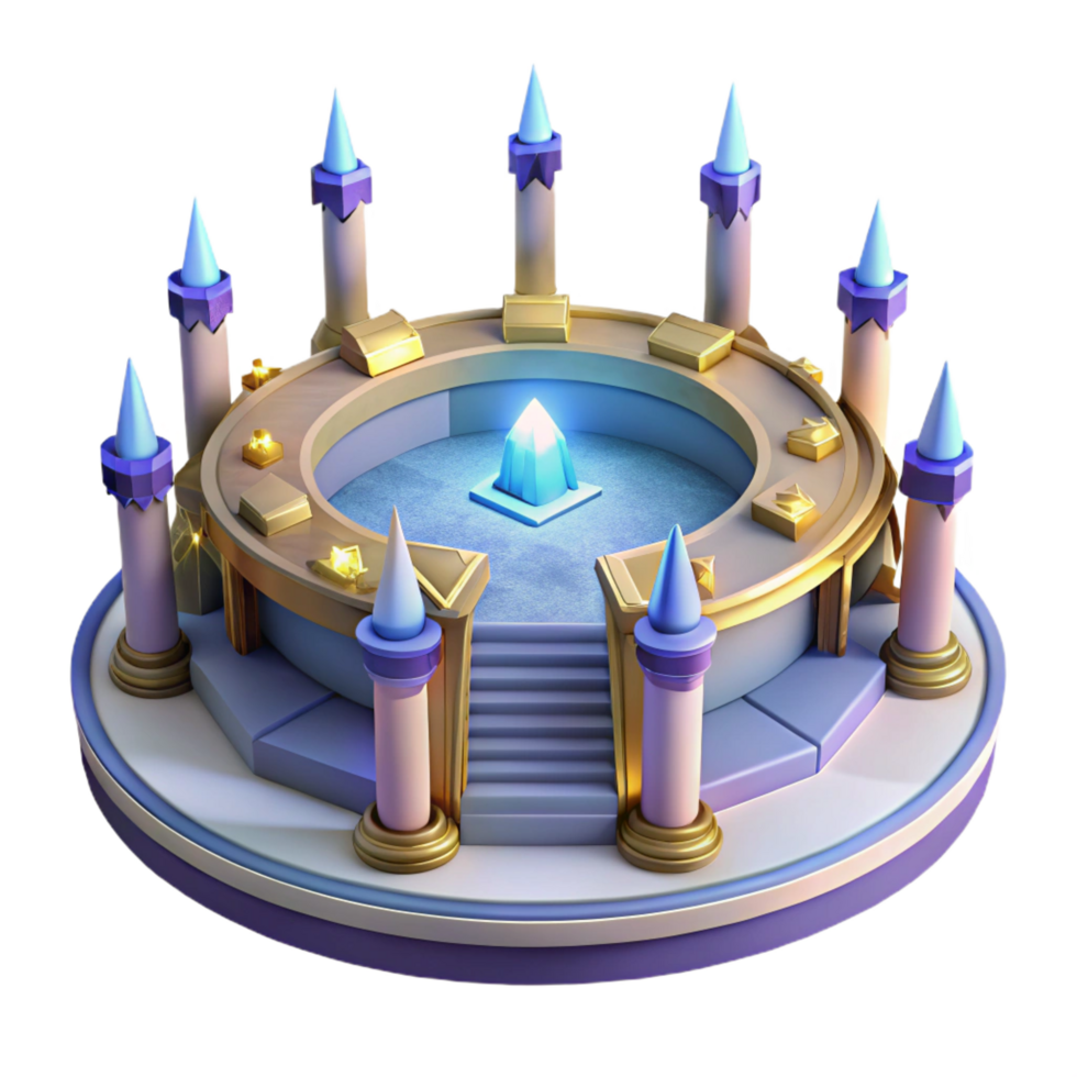 elegant creative Fantasy Crystal Shrine Circular Temple with Towers detailed png