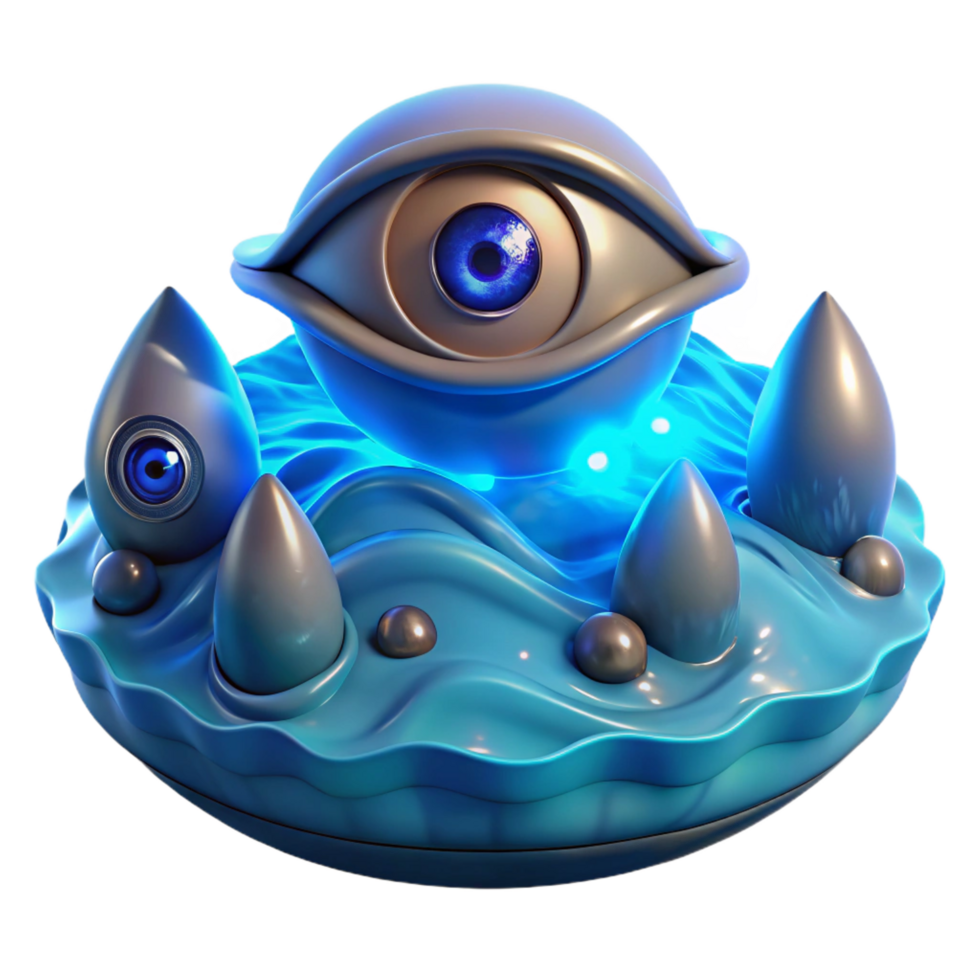 magnificent rustic Abstract 3D Render Glowing Eye on Water exclusive png