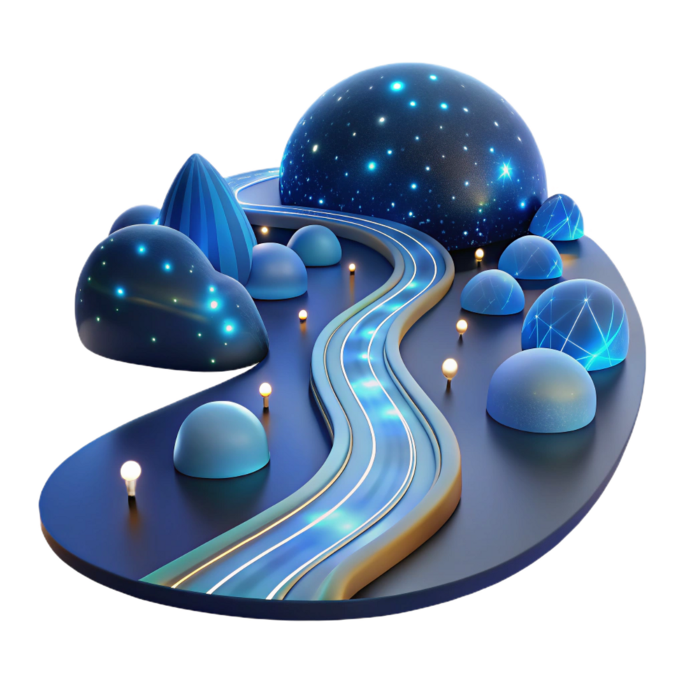 extraordinary rustic Luminous NightScape Abstract 3D Render of a Glowing Pathway high resolution png