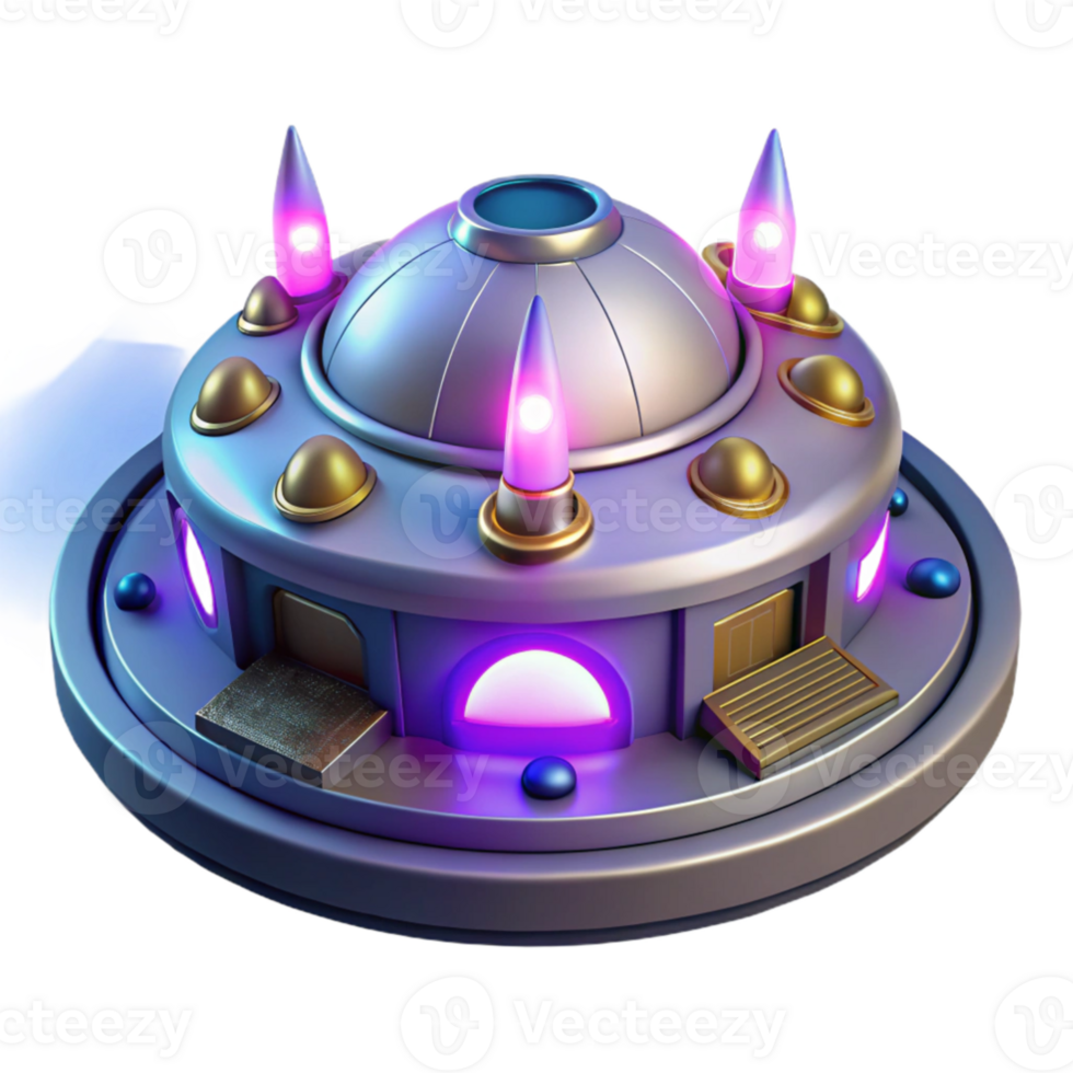 elegant rustic 3D Render Futuristic Spaceship Illustration professional png