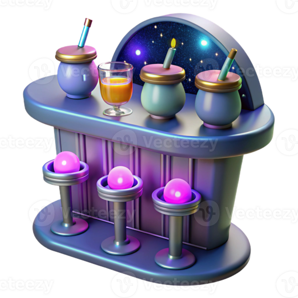 dramatic minimalist 3D Render Cozy Bar Night Scene detailed png