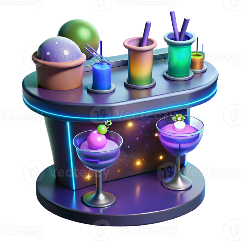 stunning classic Cosmic Cocktail Bar 3D Illustration original png