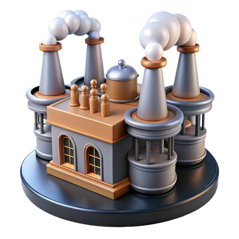 stunning traditional Factory Building, Industrial Architecture, 3D Model high quality png