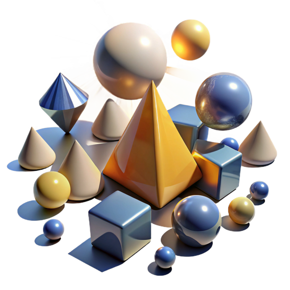 magnificent rustic Abstract 3D Geometric Shapes Composition detailed png