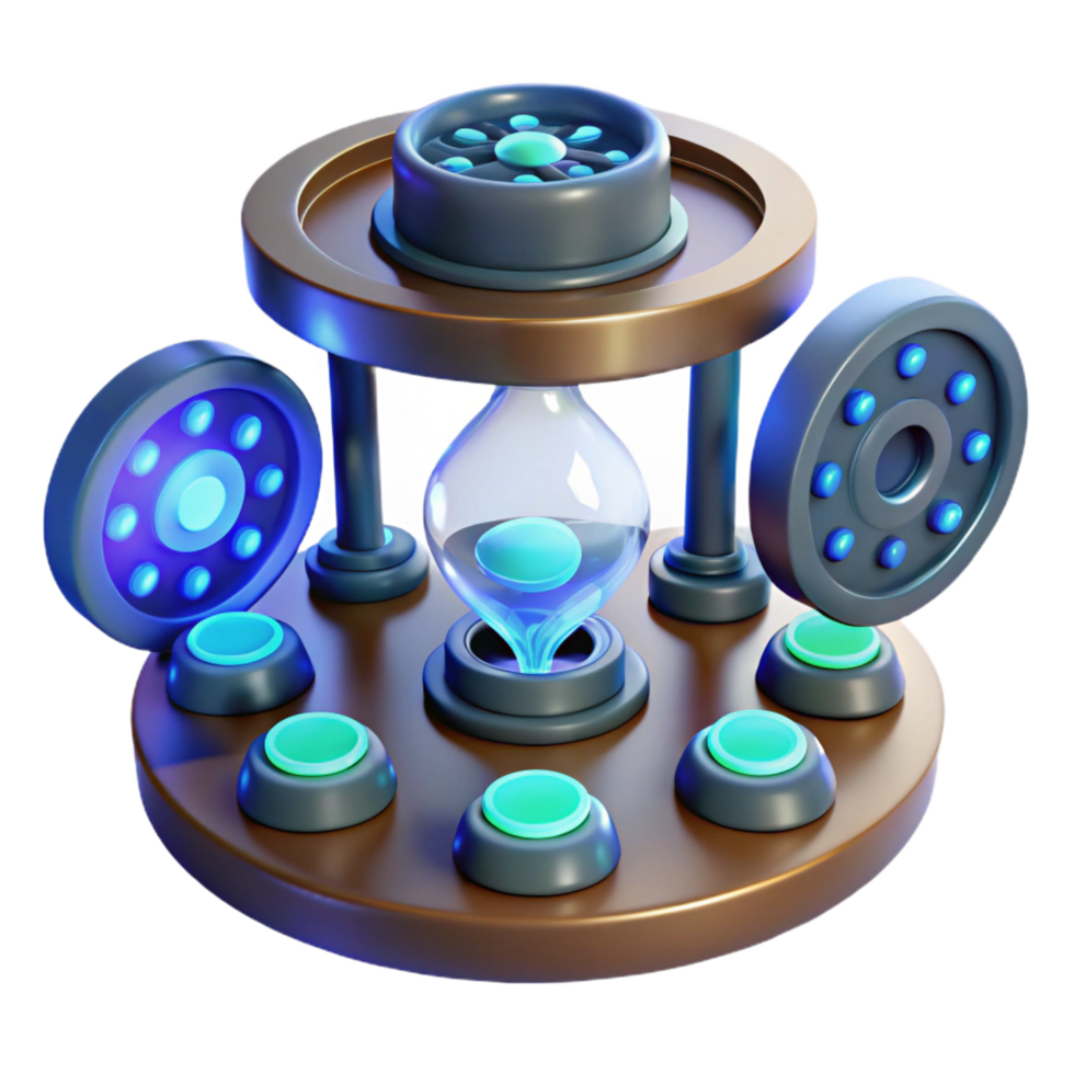 elegant contemporary Futuristic Control Panel with Glowing Buttons and Hourglass high resolution png