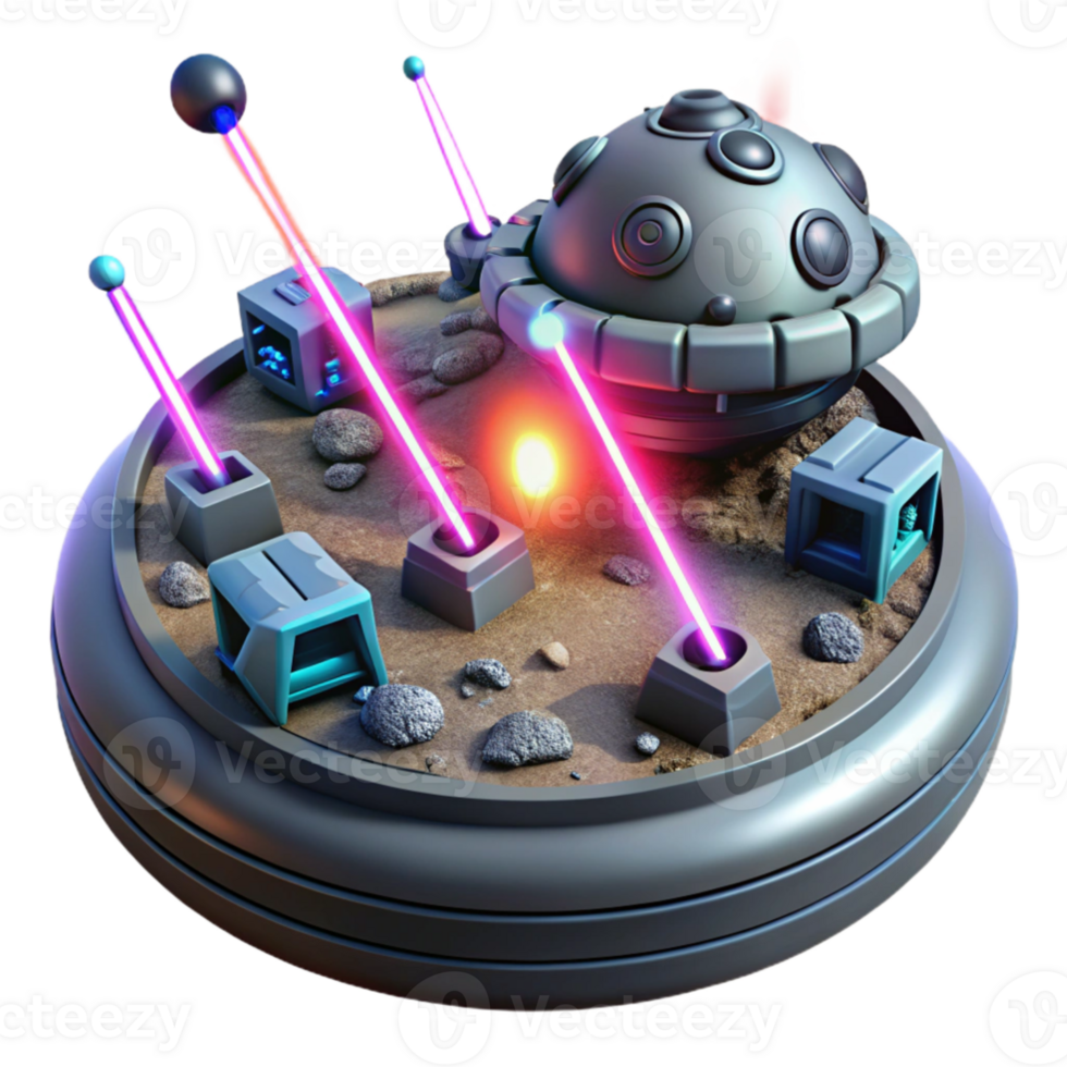 vibrant traditional Futuristic 3D Render of Alien Technology original png