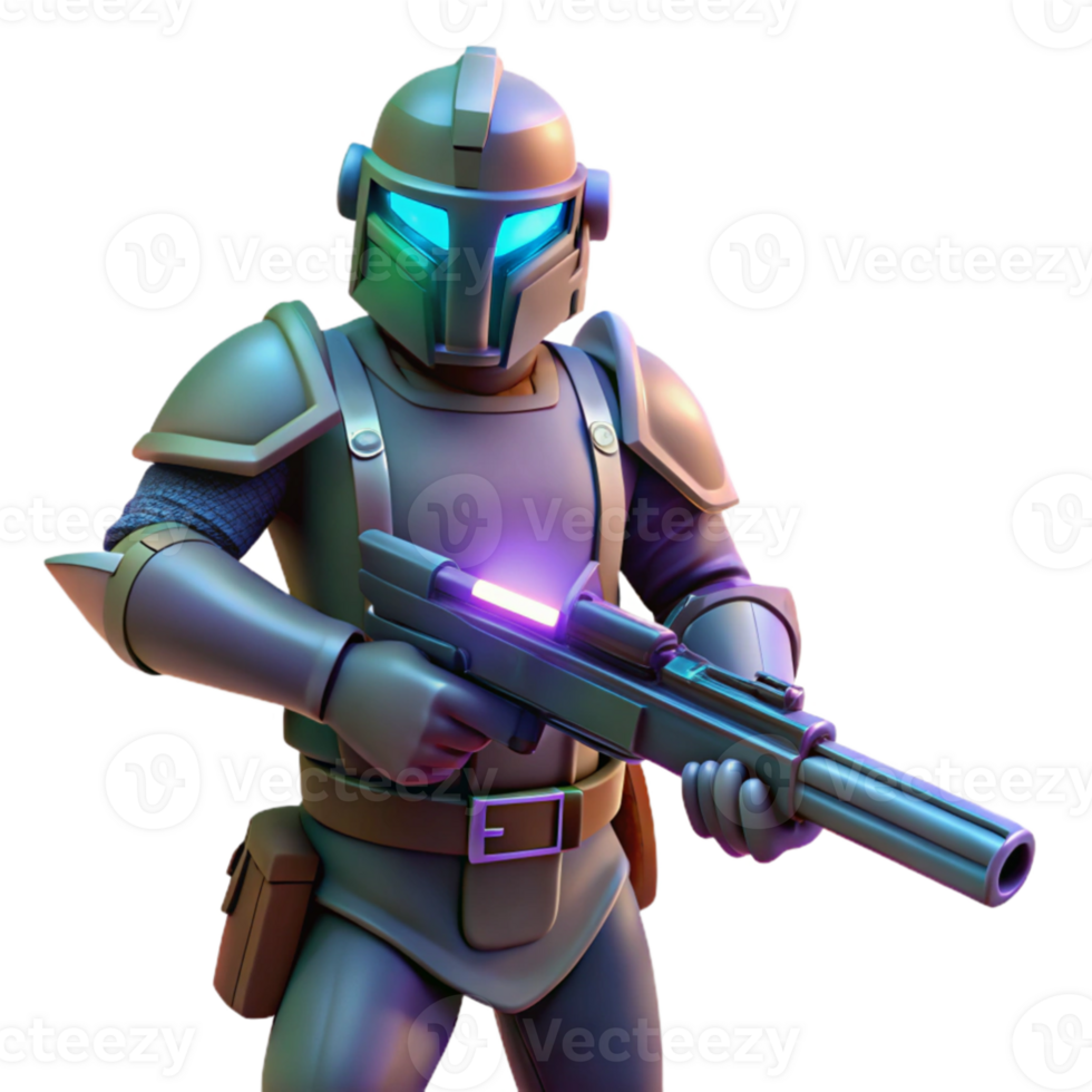 vibrant minimalist 3D Render Sci Fi Soldier Illustration original png