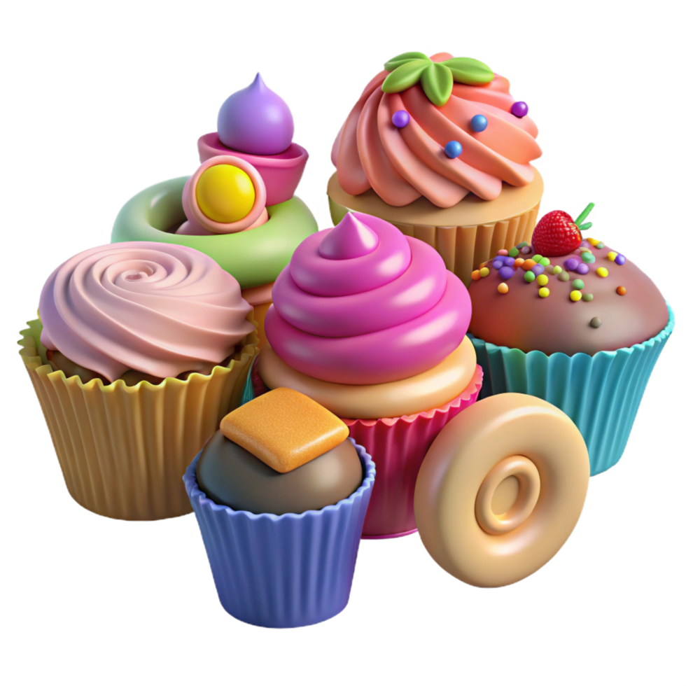 beautiful rustic Colorful Cupcakes and Sweets high resolution png