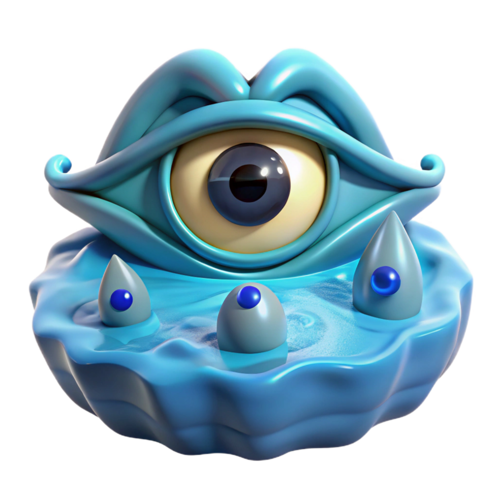 extraordinary vintage 3D Render of a Single-Eyed Creature in Water high quality png