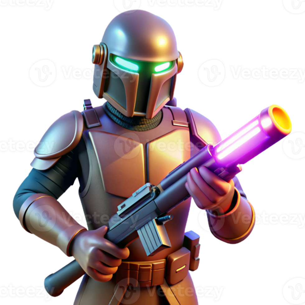 elegant traditional 3D Render Sci Fi Soldier with Energy Weapon original png