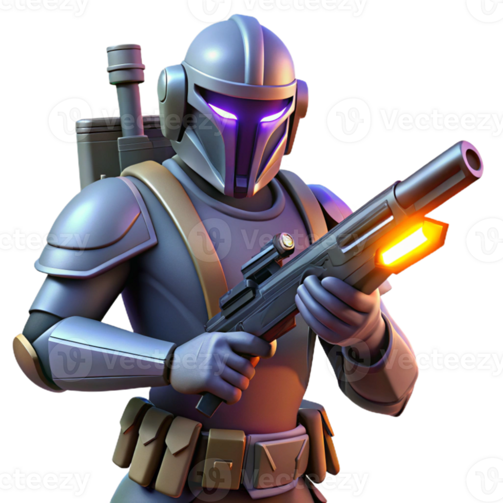 serene creative 3D Render Futuristic Armored Soldier high quality png