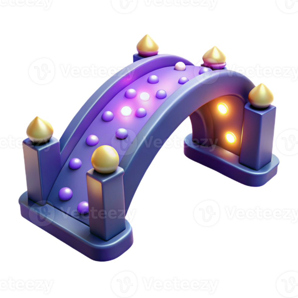 vibrant rustic Purple Illuminated Bridge 3D Render authentic png