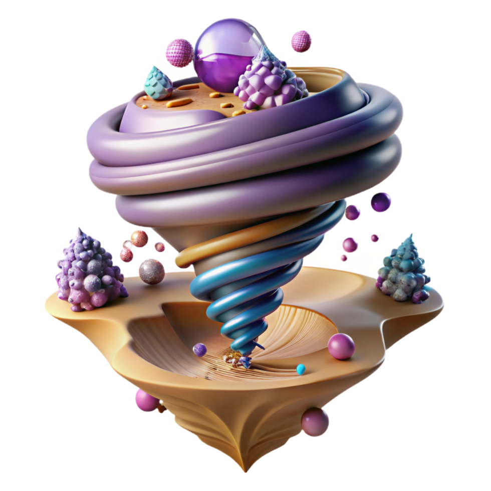 wonderful artistic Abstract 3D Twisted Forms Colorful Surreal Composition high resolution png