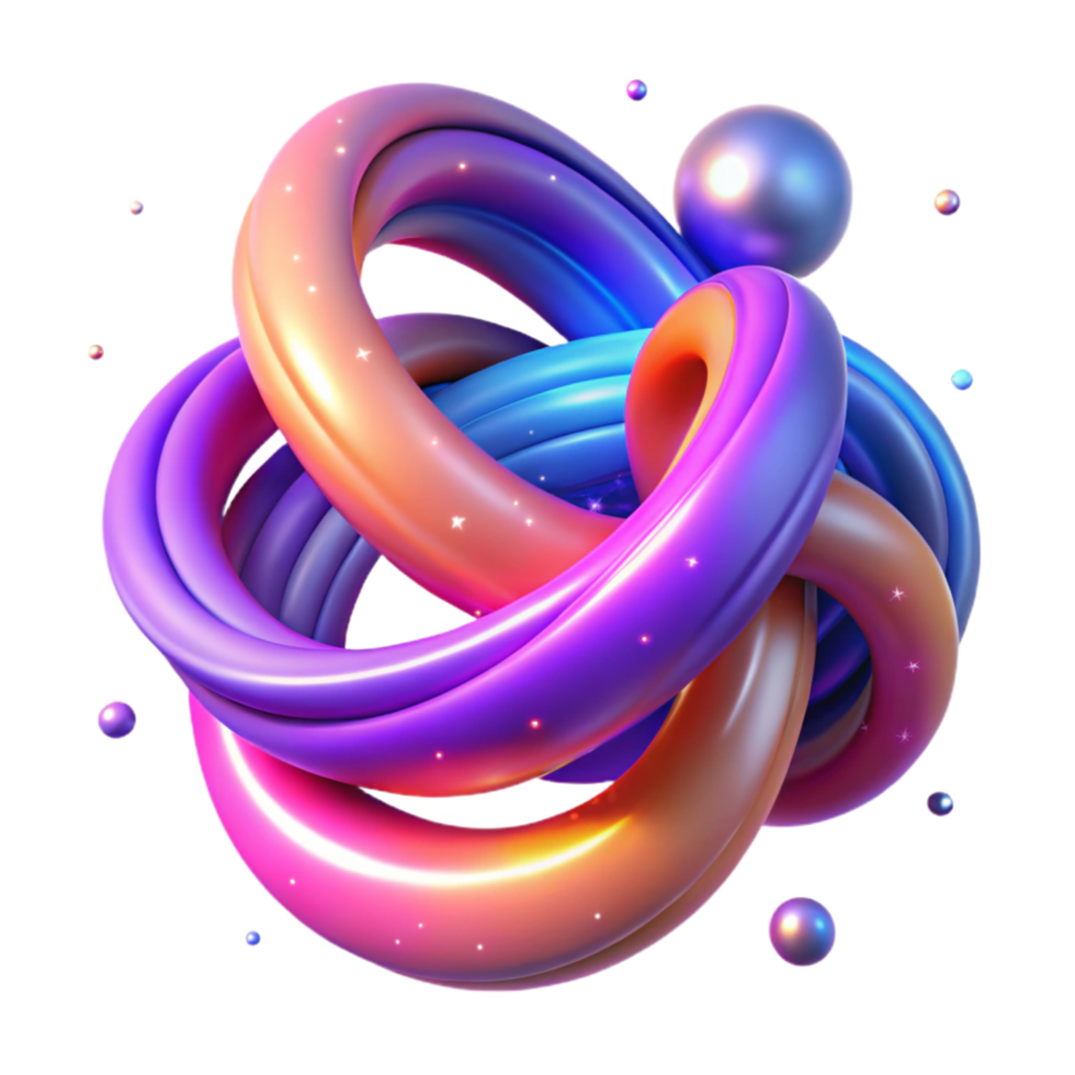 extraordinary artistic Abstract 3D Render Intertwined Rings and Spheres original png